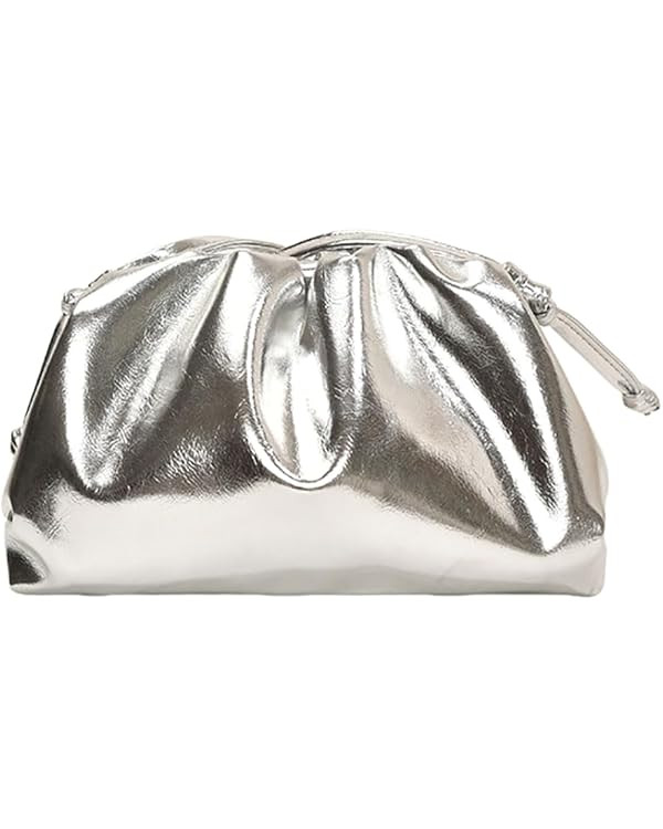 Dressy Vegan Leather Metallic Ruched Clutch Purse for Women Pleated Evening Bag for Wedding Party... | Amazon (US)