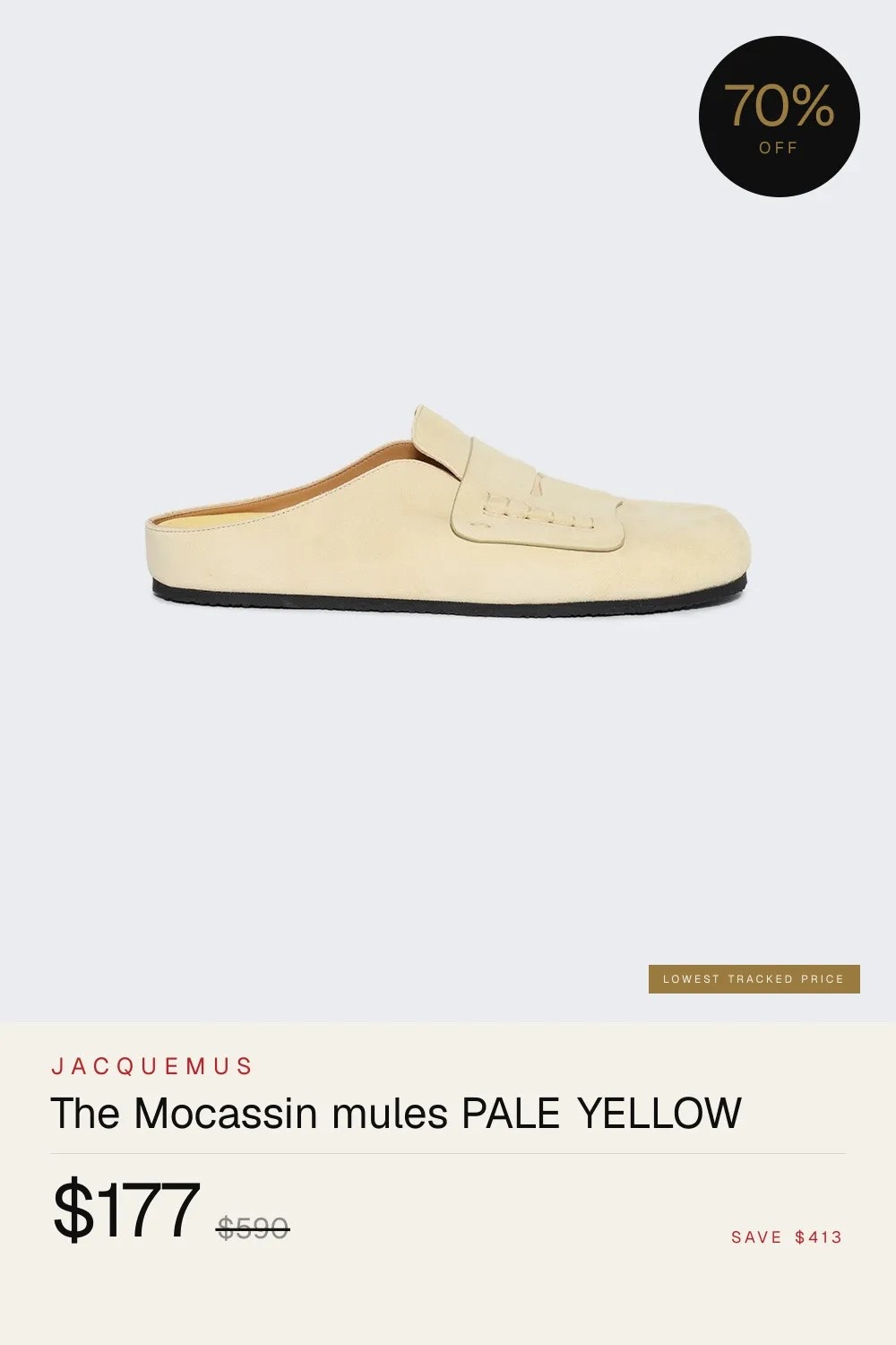 Jacquemus The Mocassin mules PALE YELLOW 70% off → $177 (was $590)
at The Webster

#luxurysale #luxurydeals

#LTKWorkwear #LTKSaleAlert #LTKMens