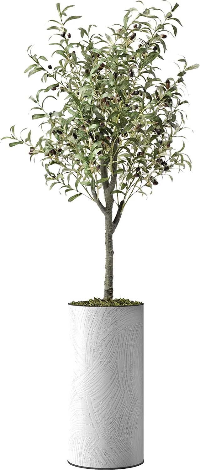Artificial Tree in White Marble Effect Planter, Fake Olive Silk Tree for Indoor and Outdoor Home ... | Walmart (US)