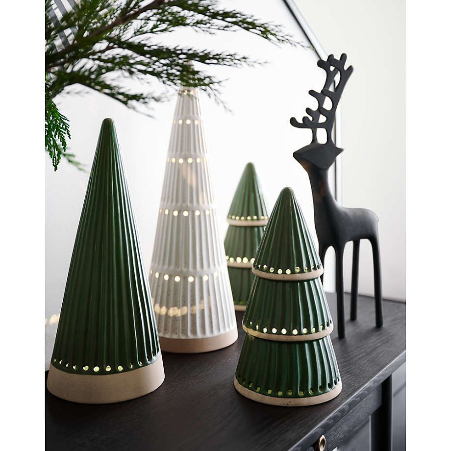 LED 16" Green Ceramic Christmas Tree + Reviews | Crate & Barrel | Crate & Barrel