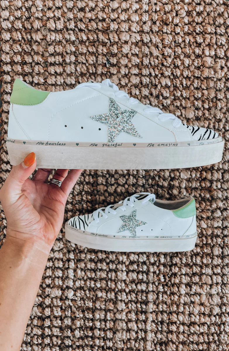 "REBA" Lime Zebra Printed Platform Sneakers | Apricot Lane Boutique