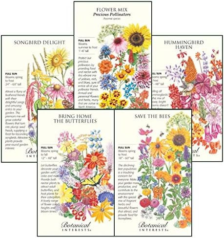 Botanical Interests "For The Birds (and Bees and Butterflies)" Flower Seed Collection - 5 Large P... | Amazon (US)