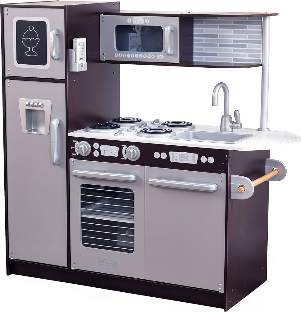 KidKraft Uptown Espresso Wooden Play Kitchen with Play Phone, Chalkboard & Towel Rack, Espresso | Amazon (US)