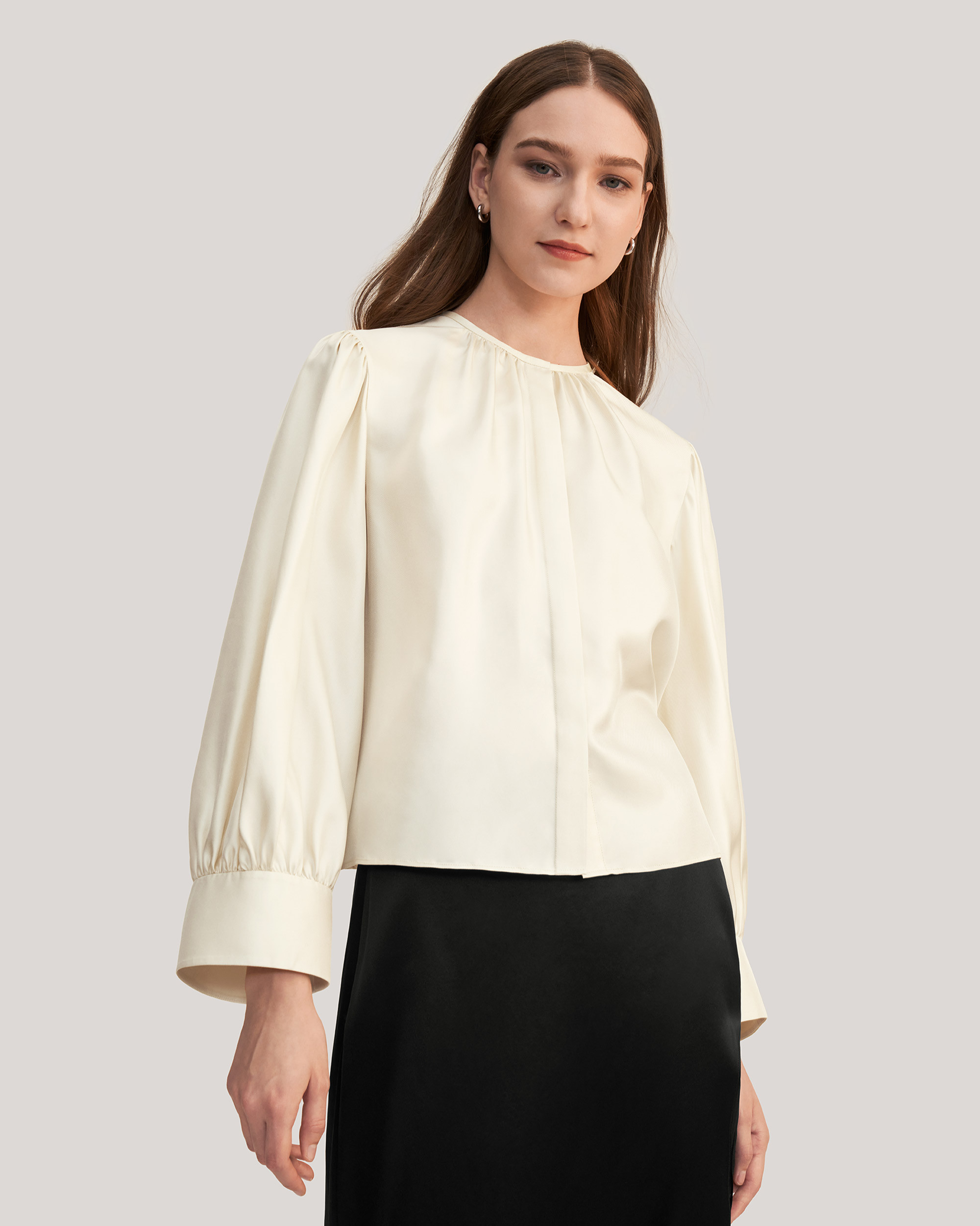 Blouse en Sergé de soie Cèdre | LilySilk