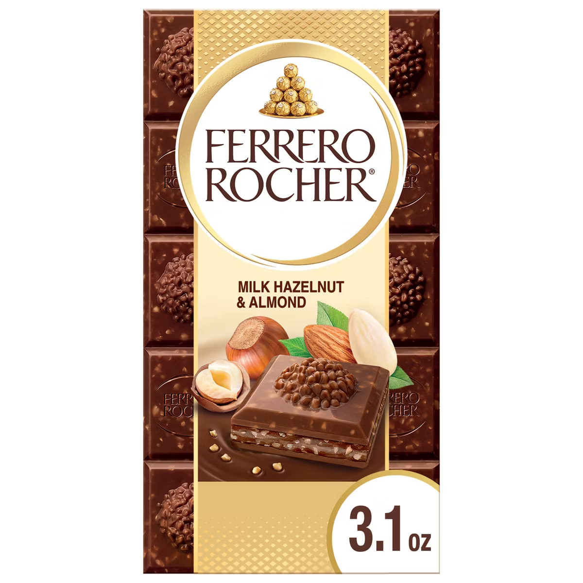 Ferrero Rocher Milk Chocolate Hazelnut & Almond Candy Bar - 3.1oz | Target