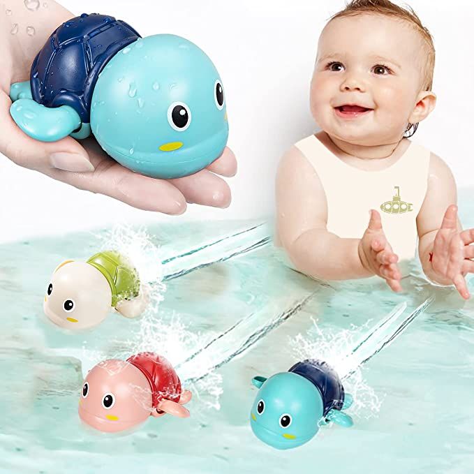 Go, Go! Cute Swimming Turtle Bath Toys for Toddlers & Kids (3 Pcs) | Amazon (US)