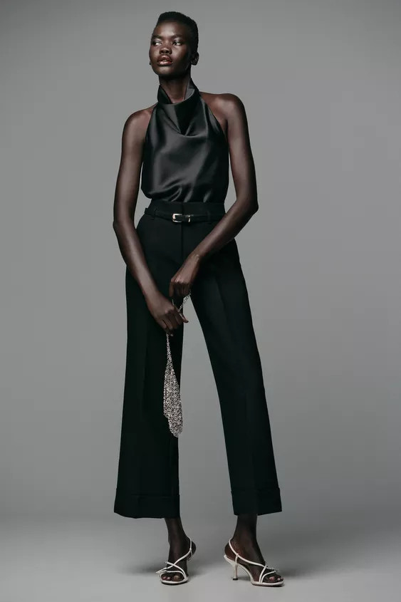 BELTED CUFFED HEM PANTS | Zara US