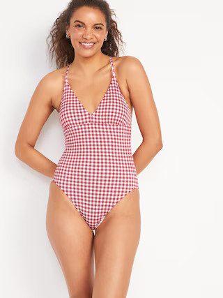V-Neck Gingham Piqué One-Piece Swimsuit for Women$19.49$49.9960% Off Deal! Price As Marked1 Revi... | Old Navy (US)