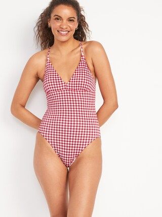 V-Neck Gingham Piqué One-Piece Swimsuit for Women$19.49$49.9960% Off Deal! Price As Marked1 Revi... | Old Navy (US)