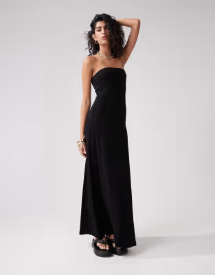 ASOS DESIGN maxi bandeau dress with full hem in black | ASOS | ASOS (Global)