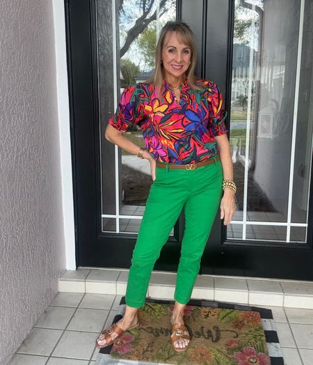 My bright green pants are so old but I’ve found some great options. 
These flat sandals are comfortable, run TTS and under $15. 

#LTKstyletip #LTKover40 #LTKshoecrush