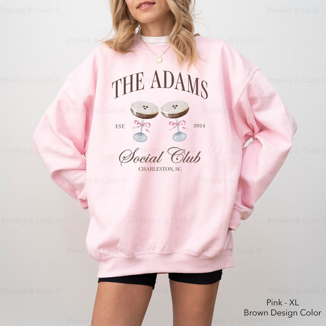 Custom Bachelorette Party Sweatshirt Bow Cocktail Shirt Social Club Crewneck Coquette Bachelorett... | Etsy (US)
