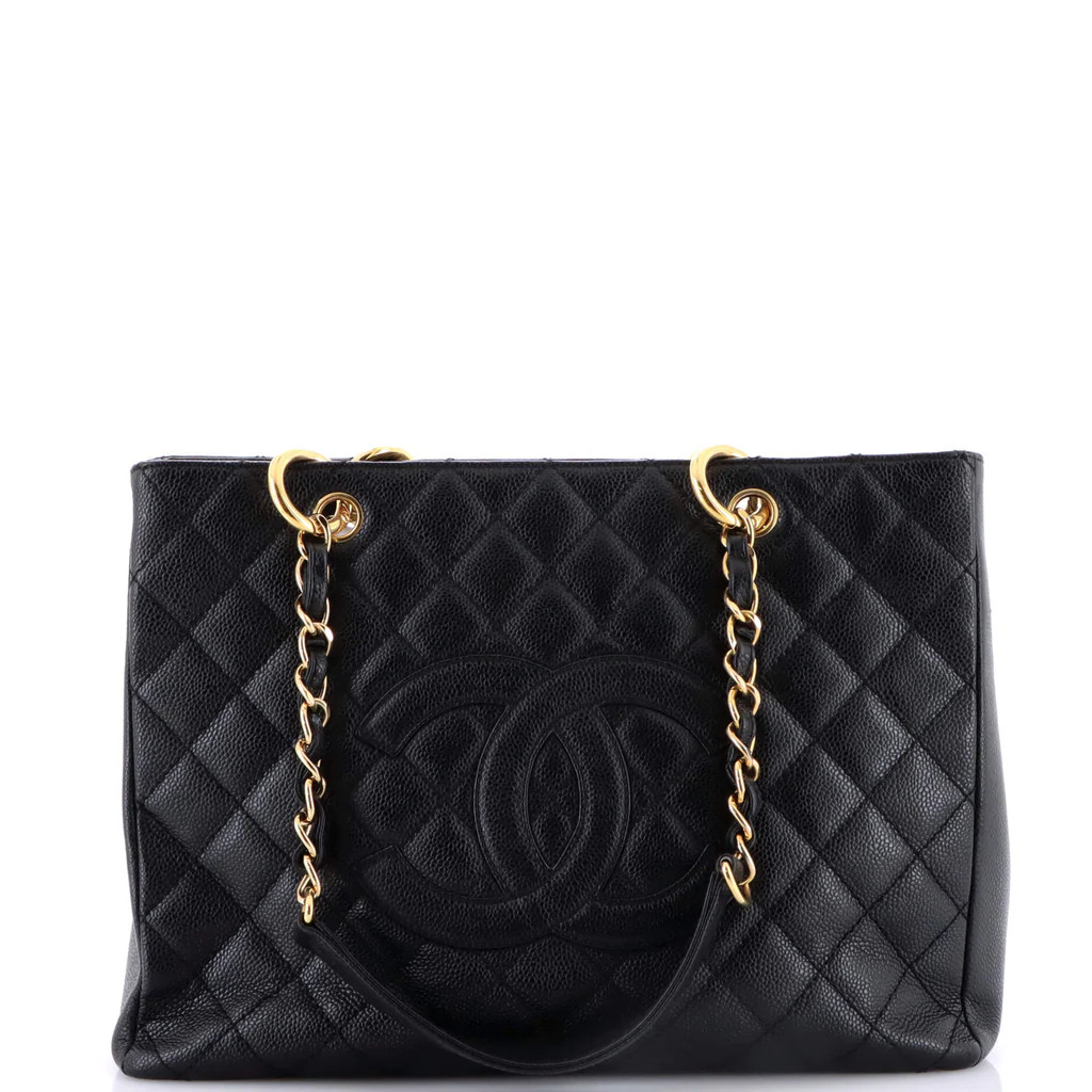 Grand Shopping Tote Quilted Caviar | Rebag