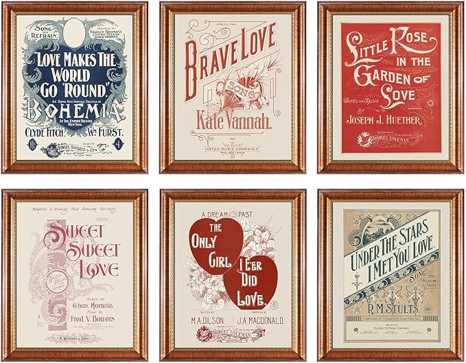 Valentine's Day Wall Art Prints-Red Love Heart Romantic Art Posters-Sweet Preppy Room Decor,Vinta... | Amazon (US)