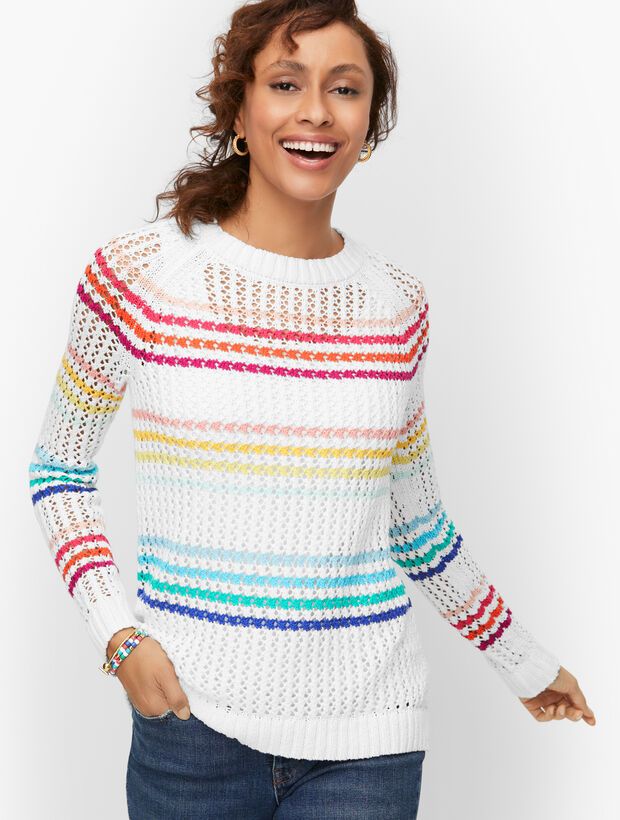Open Stitch Raglan Sweater - Happy Stripe | Talbots
