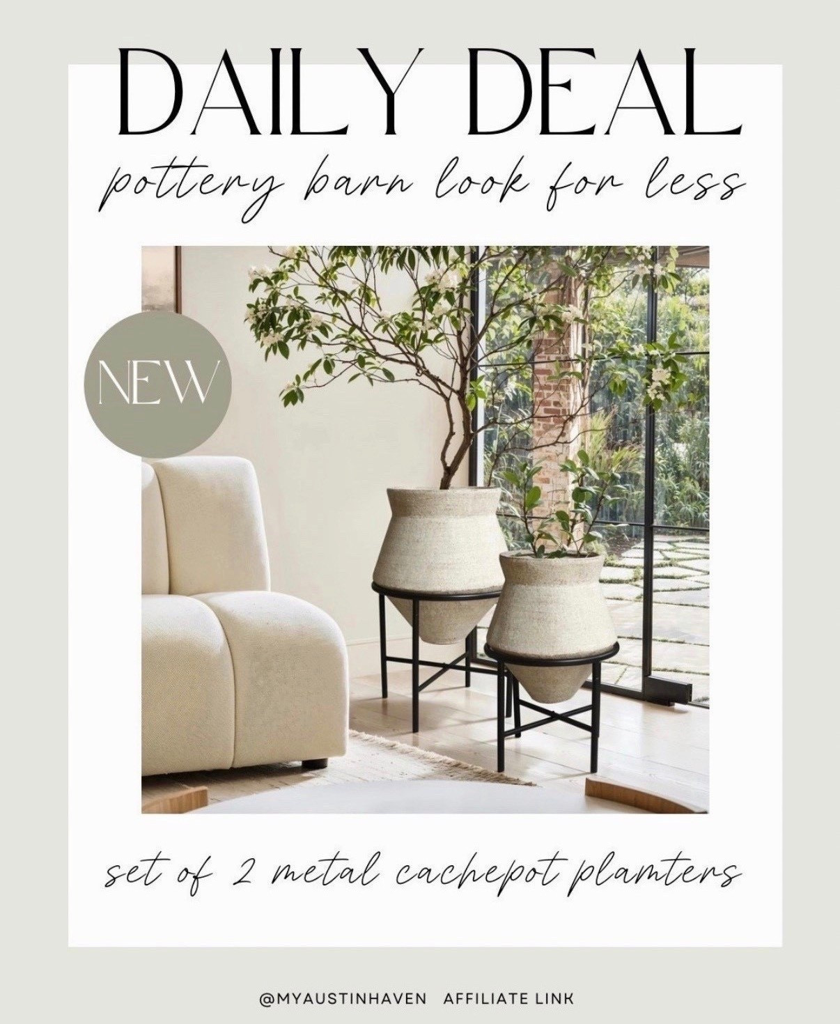 Daily Deal ✨

2-Piece Metal Cachepot Planter Cauldron Set with Black Stands (Set of 2)

Great for indoor or outdoor plants 🌿👏🏼

Planters, wayfair find, daily deal, patio season, plant lover#LTKSpringSale 

#LTKSaleAlert #LTKHome #LTKdayinmylife