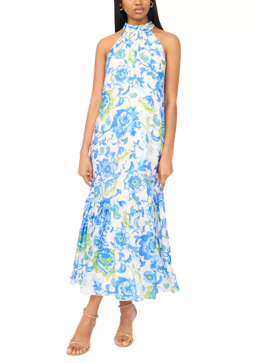 Women's Halter Floral Challis Maxi Dress | Belk