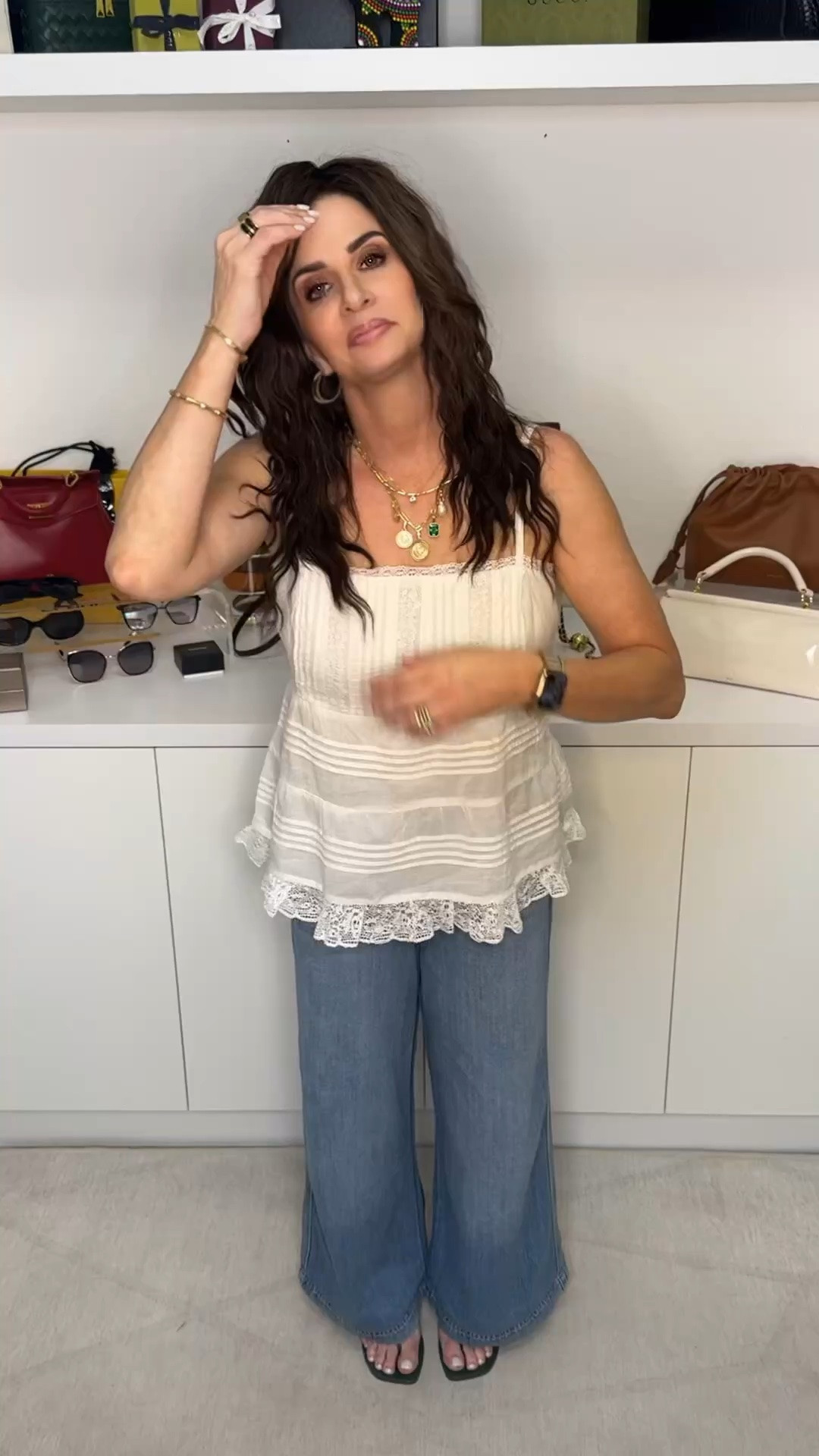 A cute , comfy casual summer look. Top is a little wide. Wearing a sm , jeans tie waist 25 . #denimcasuallook #summerinspo

#LTKootd #LTKOver40 #LTKPetite
