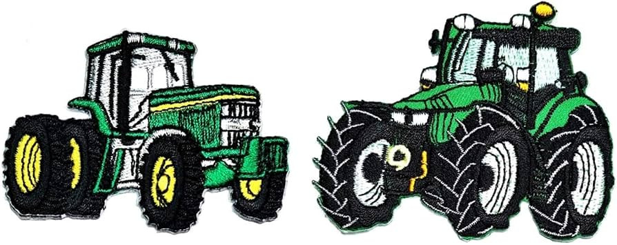 Umama Patch Set of 2 Cute Tractor Green Farm Farming Cartoon Sticker Fabric Tractor Iron On Embro... | Amazon (US)