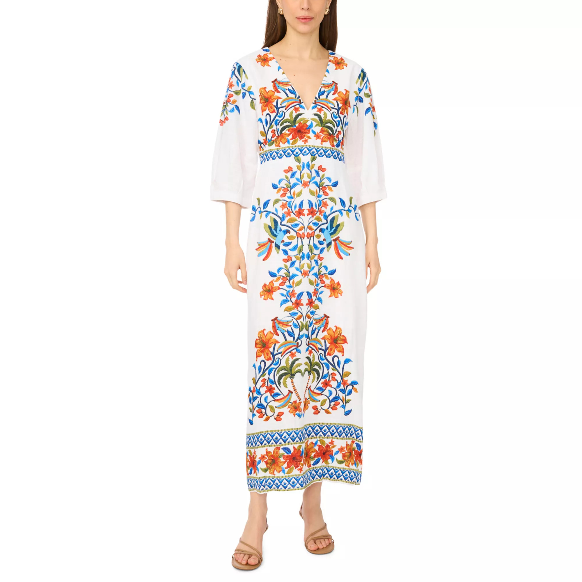 Women's MSK V-Neck Elbow Sleeve Maxi Dress | Kohl's