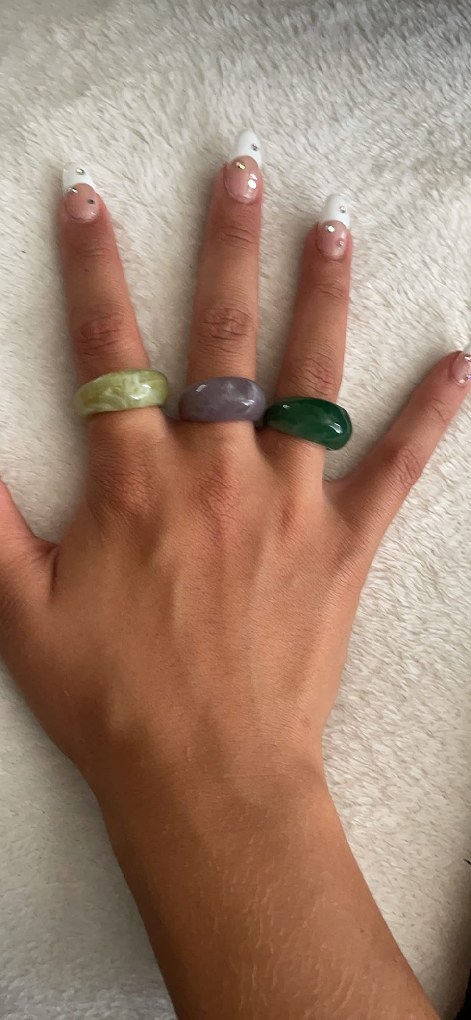 Viva Joya Resin Acrylic Plastic Knuckle Rings for Women, Chunky Trendy Colorful Stackable Jewelry... | Amazon (US)