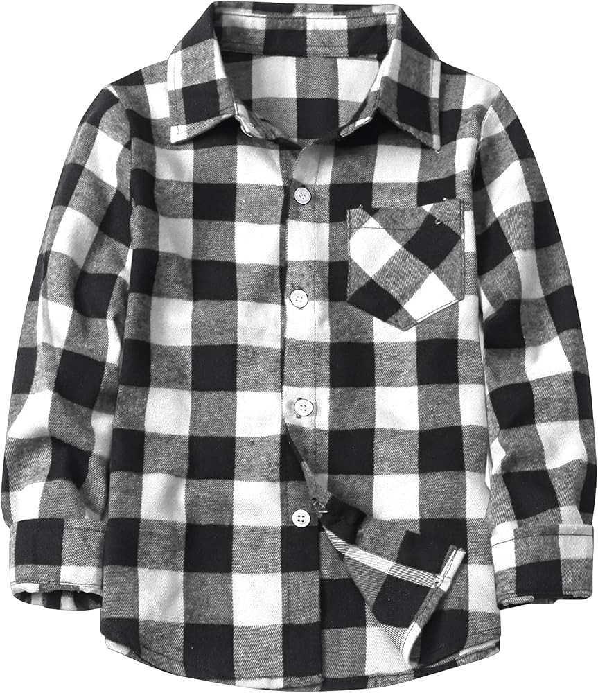 Betusline Boys' Button Down Plaid Shirt | Amazon (US)