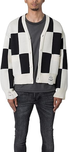 mnml Mens Checkered CardiganCardigan Sweater | Amazon (CA)