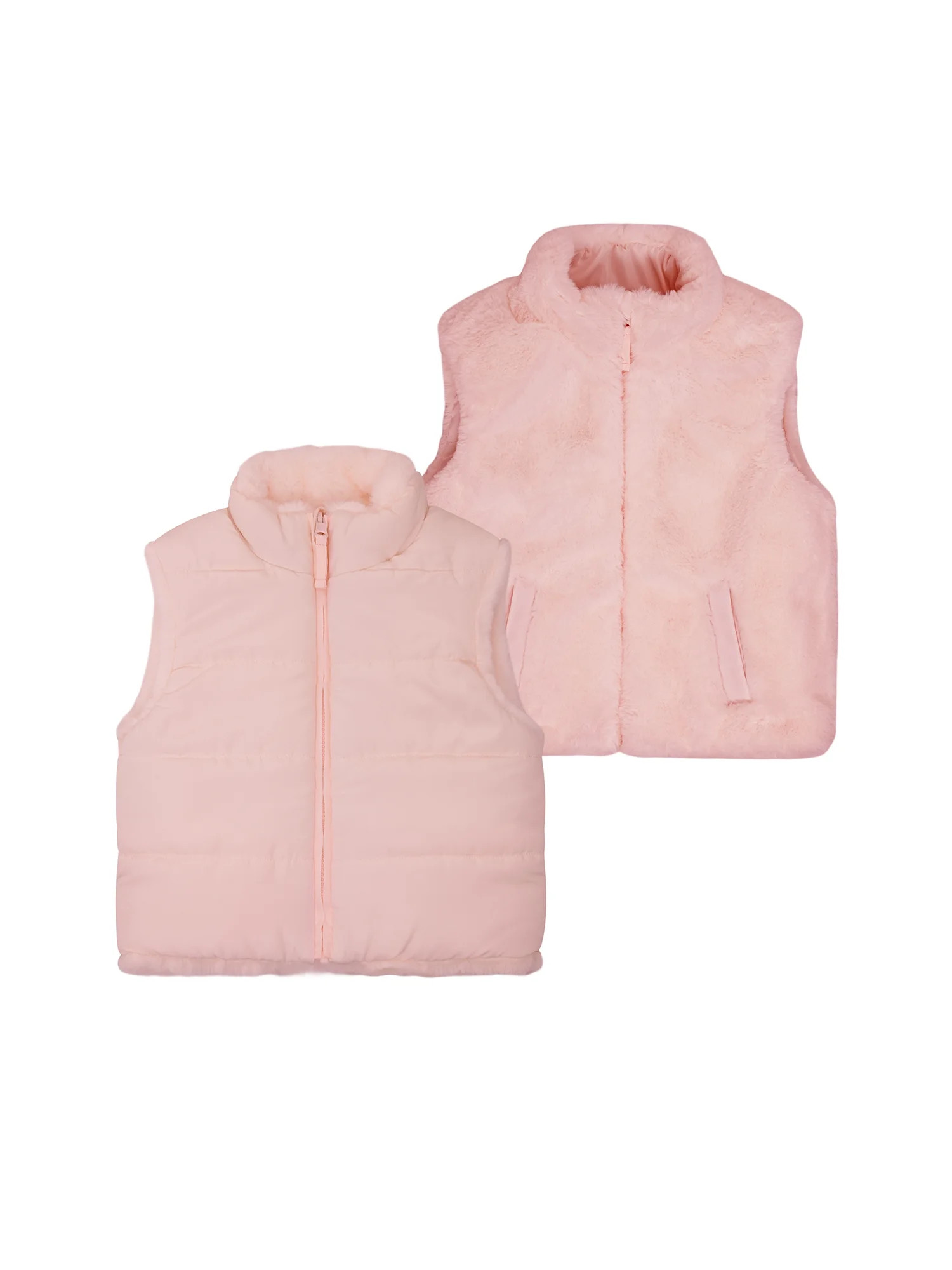Wonder Nation Toddler Girl Reversible Faux Fur Vest, Sizes 12M-5T - Walmart.com | Walmart (US)