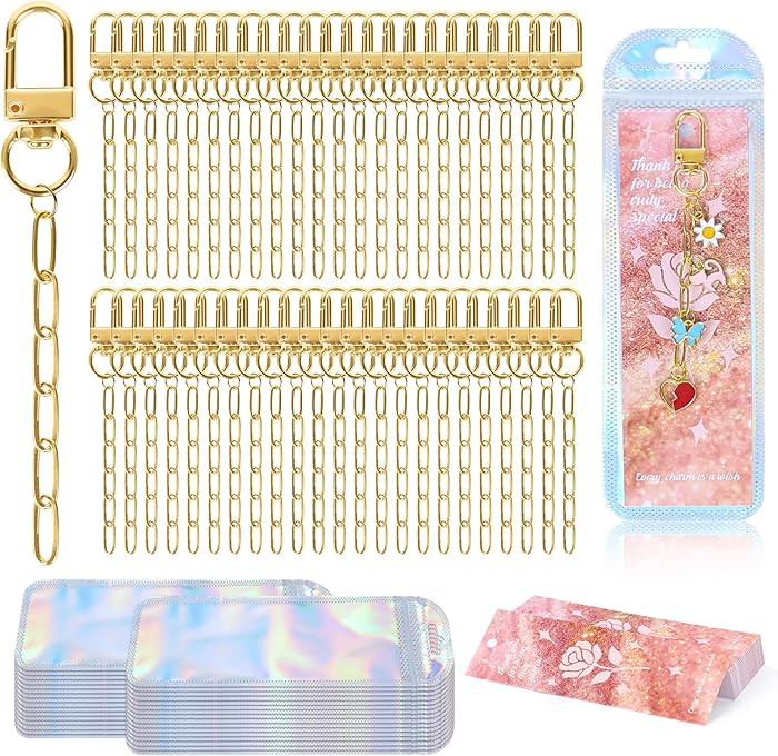 Himake 50 Set Keychain Making Kit Metal Keychain Clips, Key Chain Hooks with Lobster Claw Clasp, ... | Amazon (US)