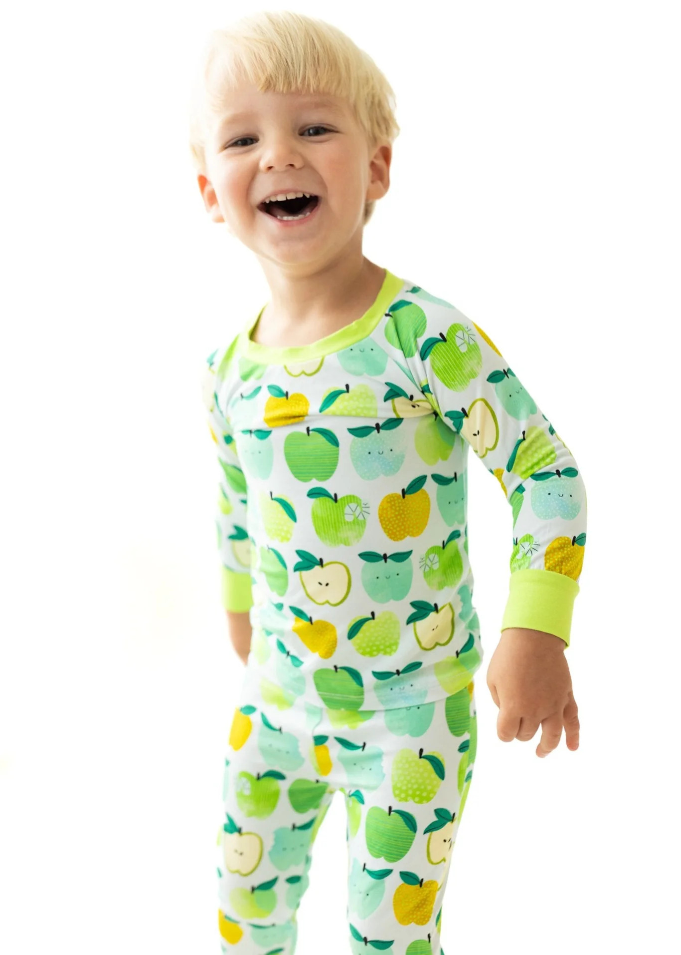 A is for Apple Green Two-Piece Pajamas | Tiny Jams