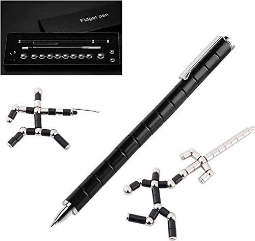 Plmzjm Fidget Pen Toy, Stress Relieving Creative Decompression Metal Pen, Multifunctional Deformable Writing Pen Novelty Toys Gifts for Kids Students Boys Girls Christmas (Black) | Amazon (US)
