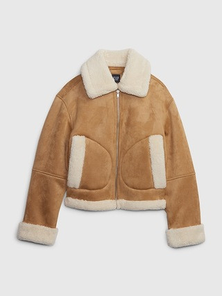 Vegan Suede Sherpa-Trim Jacket | Gap (US)