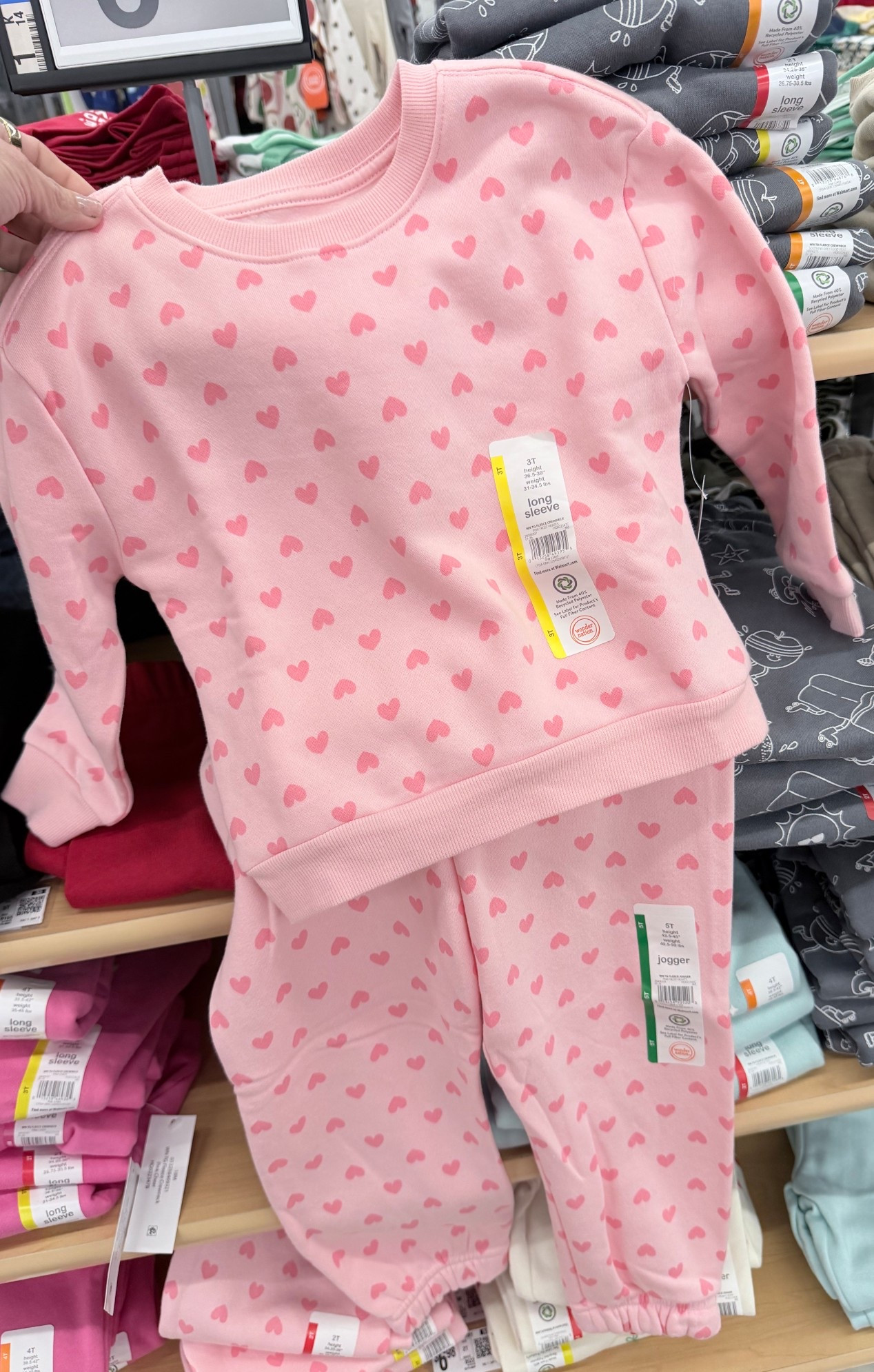 🩷 Found the sweetest little heart sweat set at walmart! We definitely added to cart but it would be perfect for little who goes to daycare or wants to stay comfy and cozy on valentine’s day 🩷 

#LTKKids #LTKValentine