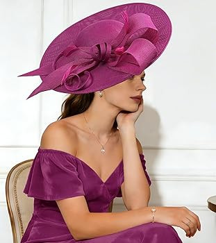 Kgromfy Fascinator Hat Women Wide Brim Tea Party Headband Elegant Church Hat Large Lady Headwear ... | Amazon (US)