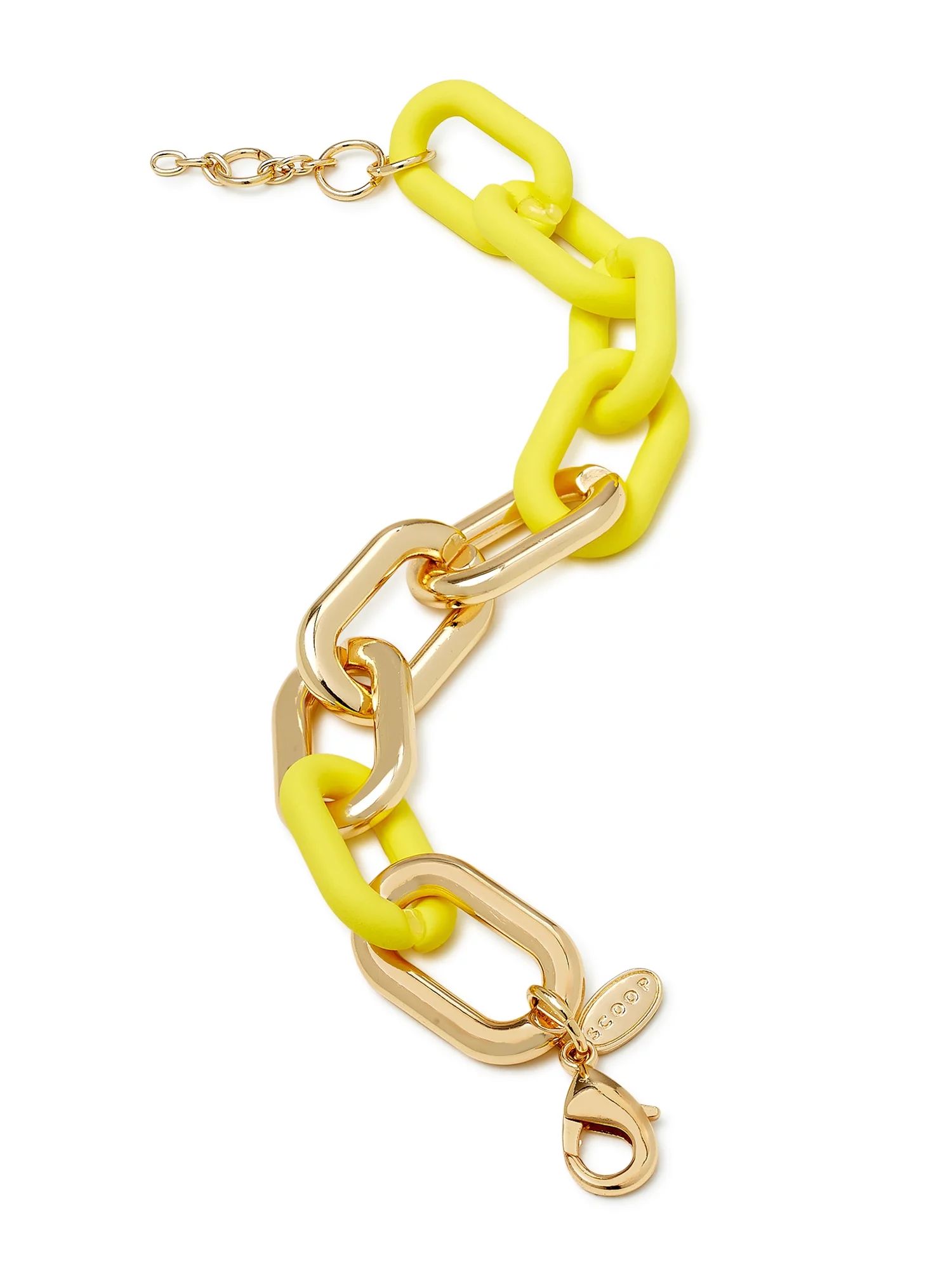 Scoop Women’s Citron Yellow Resin and 14K Gold Flash-Plated Chain Link Bracelet | Walmart (US)