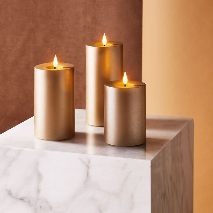 Infinity Wick Matte Gold Candles, 3" Multipack, Set of 3 | Lights.com