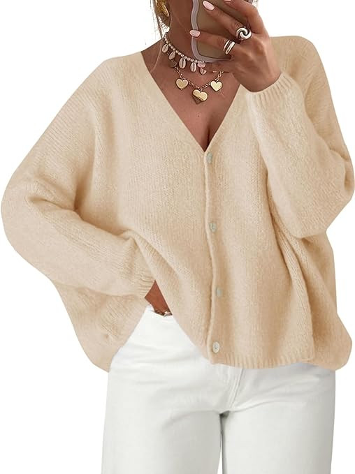 Saodimallsu Womens Oversized Cardigan Sweaters Open Front Button Down V Neck Sweater 2025 Winter ... | Amazon (US)