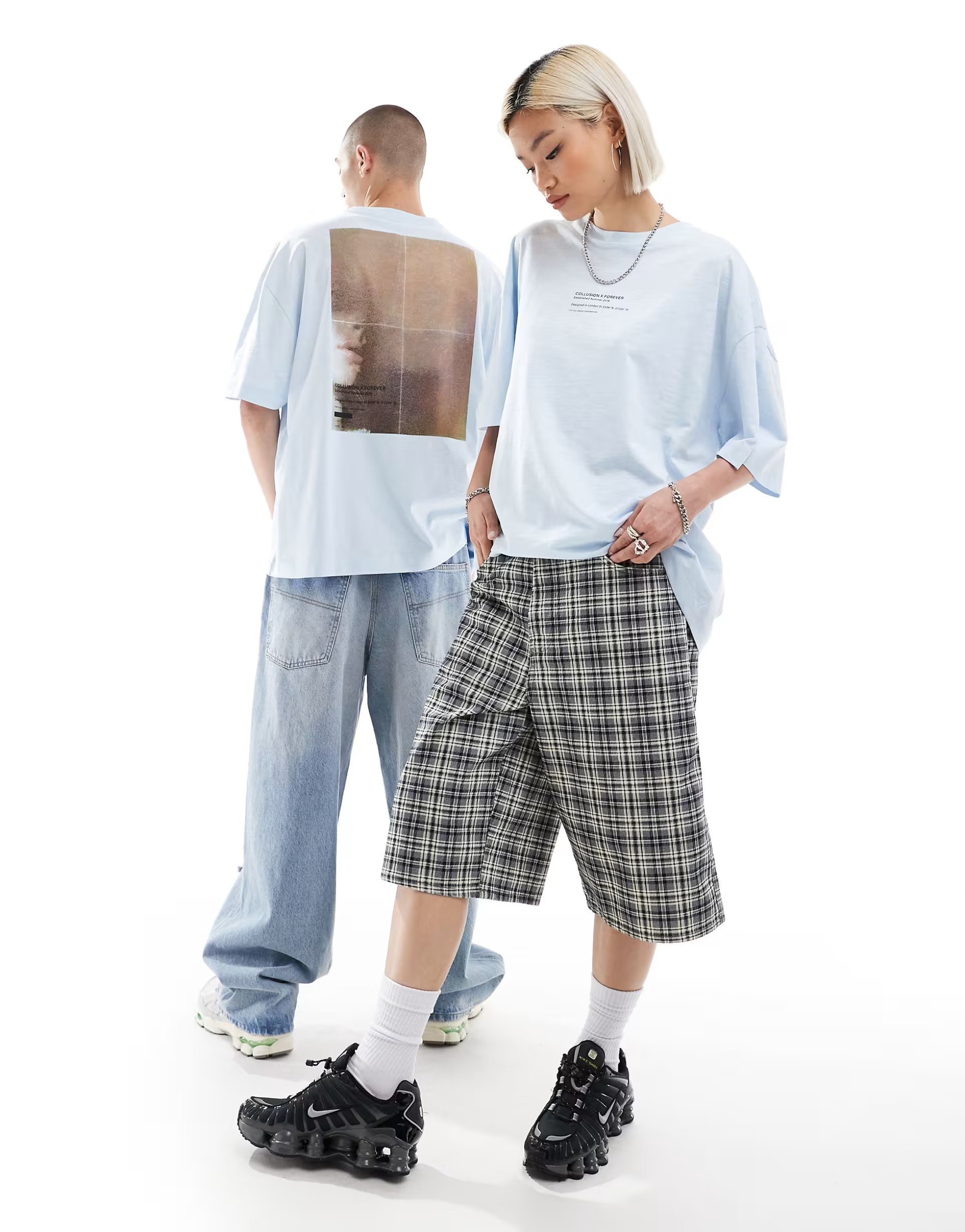 COLLUSION Unisex blue photographic printed skate t-shirt | ASOS (Global)