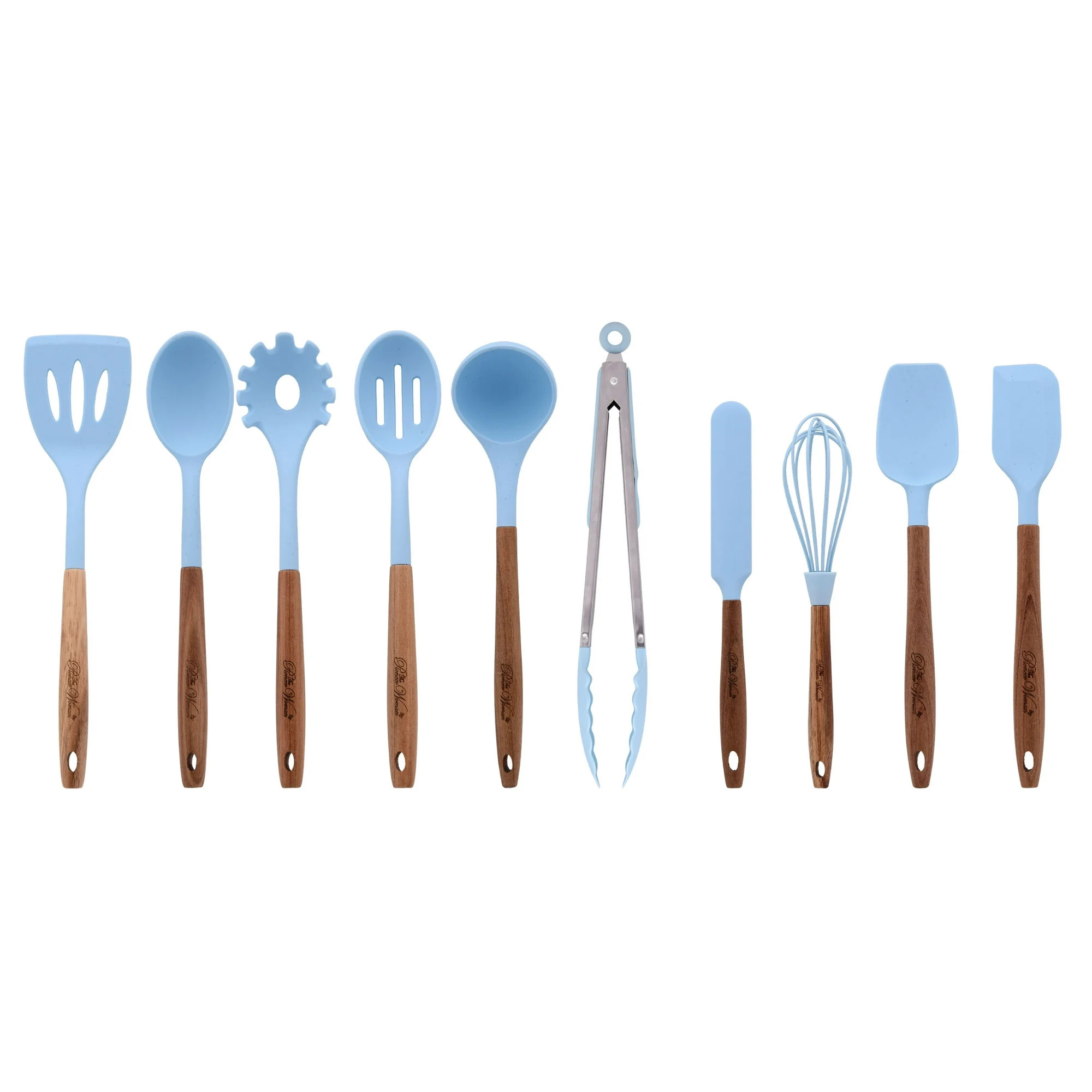 The Pioneer Woman 10-Piece Silicone and Acacia Wood Handle Cooking Utensils Set, Blue | Walmart (US)