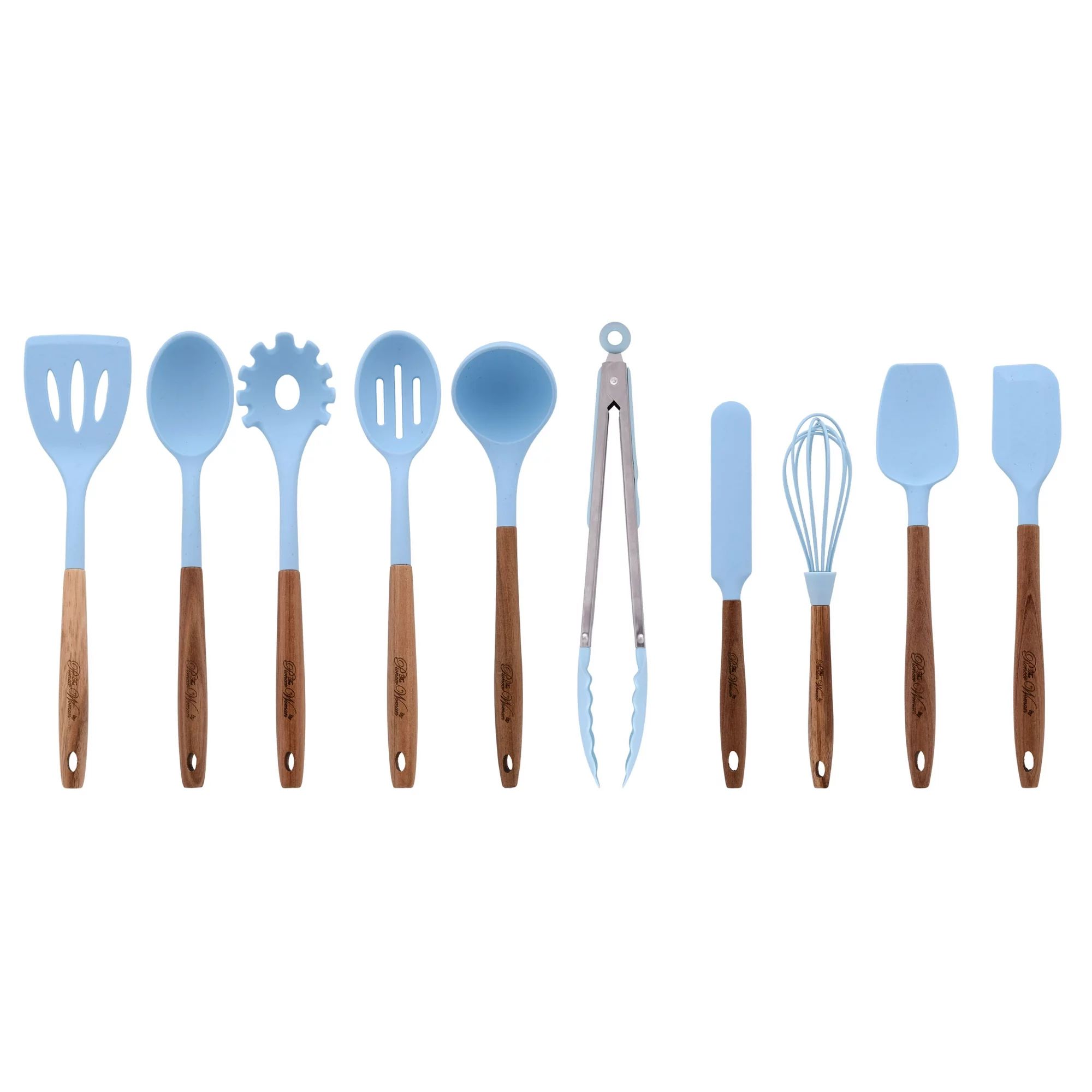 The Pioneer Woman 10-Piece Silicone and Acacia Wood Handle Cooking Utensils Set, Blue | Walmart (US)