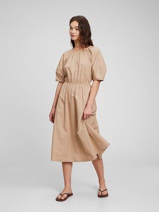 Puff Sleeve Keyhole Midi Dress | Gap (US)