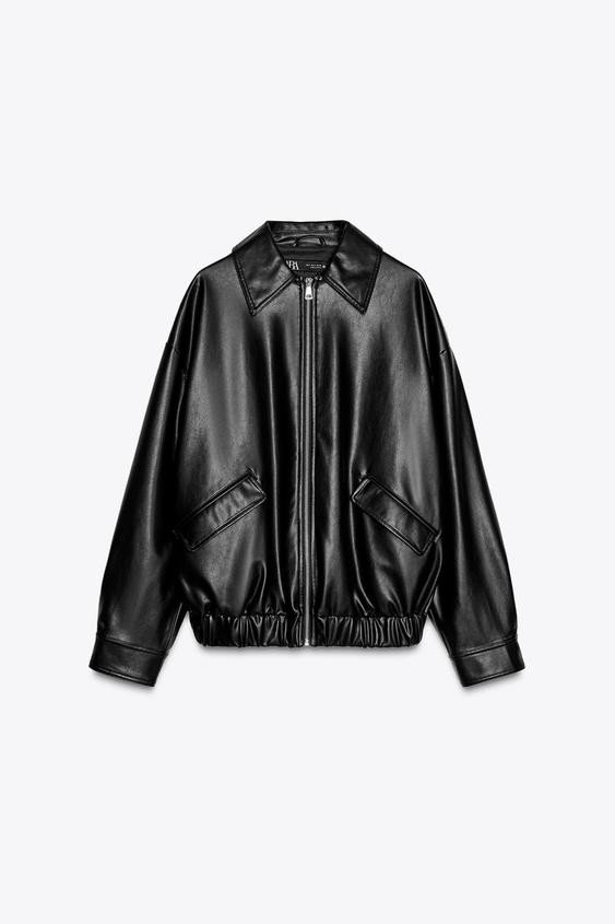 FAUX LEATHER OVERSIZED JACKET | Zara US