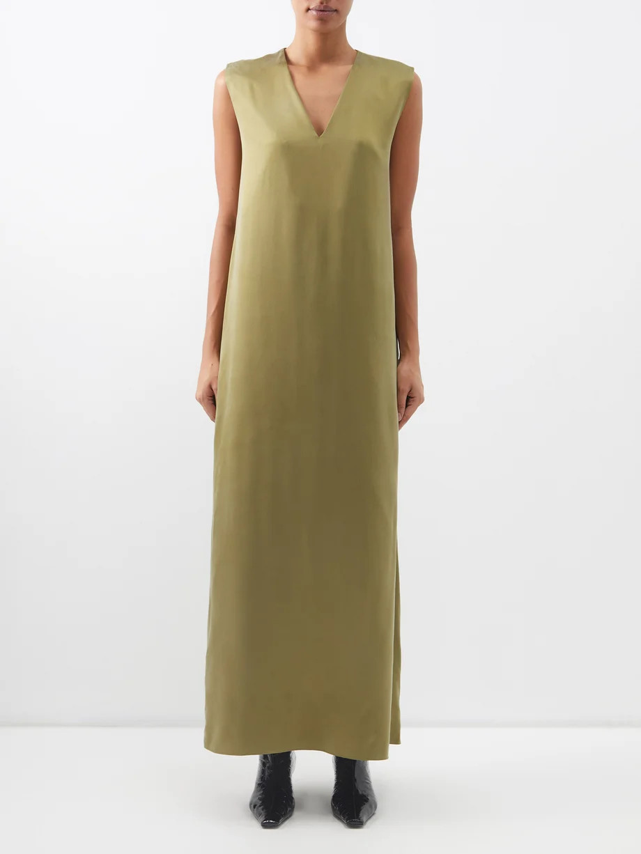 V-neck sandwashed-silk slip dress | Raey | Matches (US)