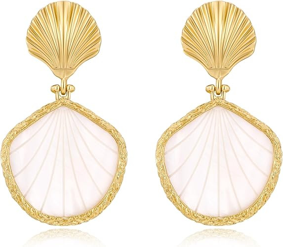 LILIE&WHITE Gold Shell Fish Earrings For Women Chic Summer Beach Seashell Fashion Jewelry | Amazon (US)