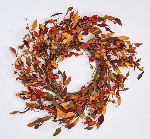 August Grove® Pumpkin On Natural Twig Base 22" Wreath | Wayfair North America