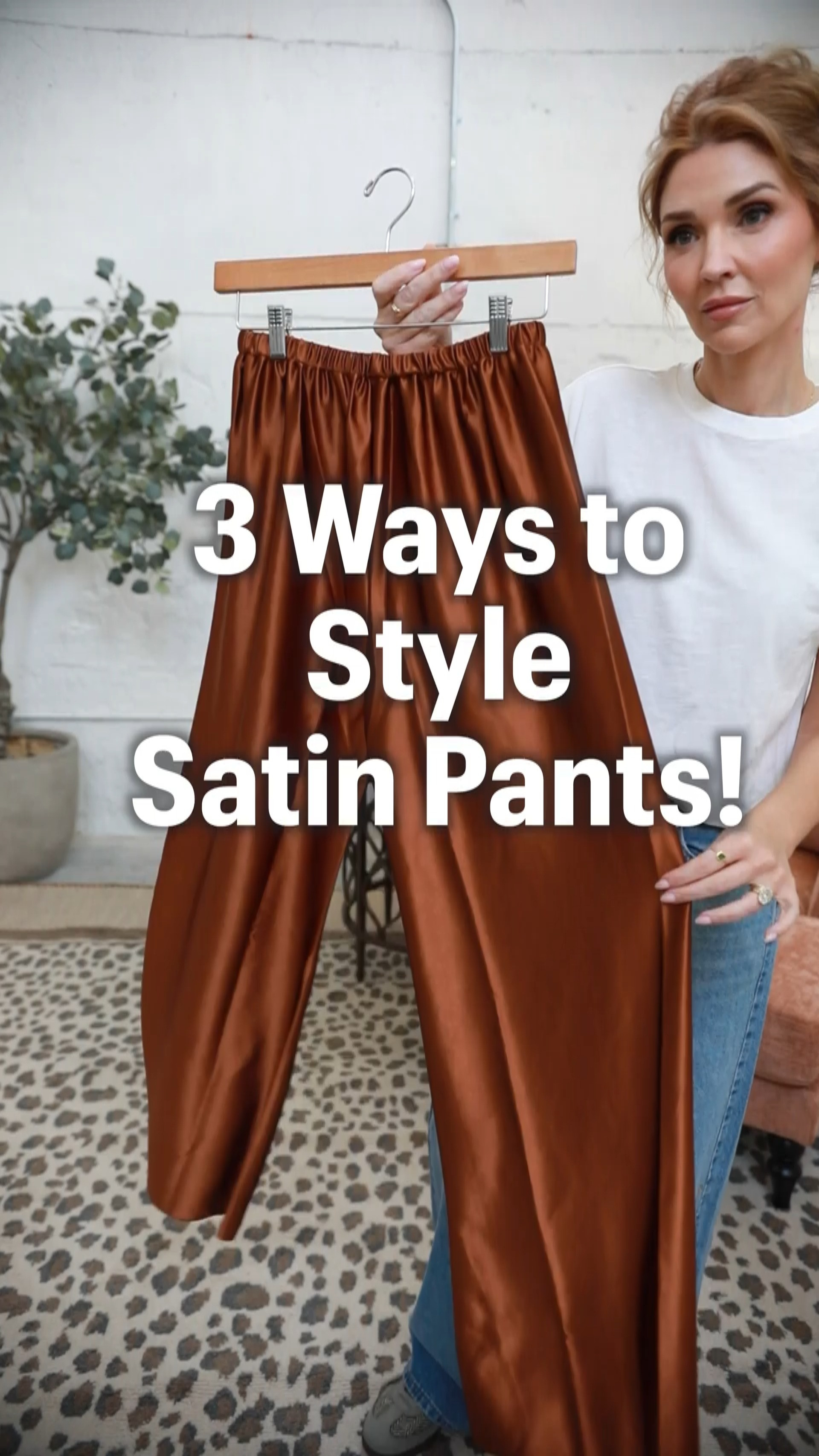 3 ways to style the Amazon Satin Pants that are just $35! They are wrinkle resistant as well! Perfect for travel or on days when you just want to be comfortable but still cute!
I'm wearing a medium. 

#amazonfashion
#amazonfinds
#founditonamazon 

 #LTKOver40 #LTKFindsUnder50 #LTKStyleTip