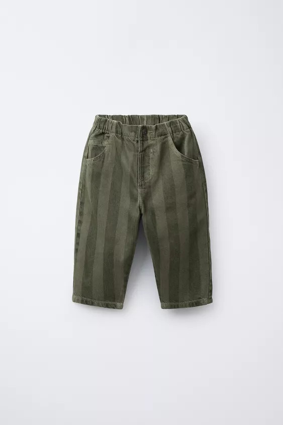 STRIPED BAGGY TWILL TROUSERS | Zara UK