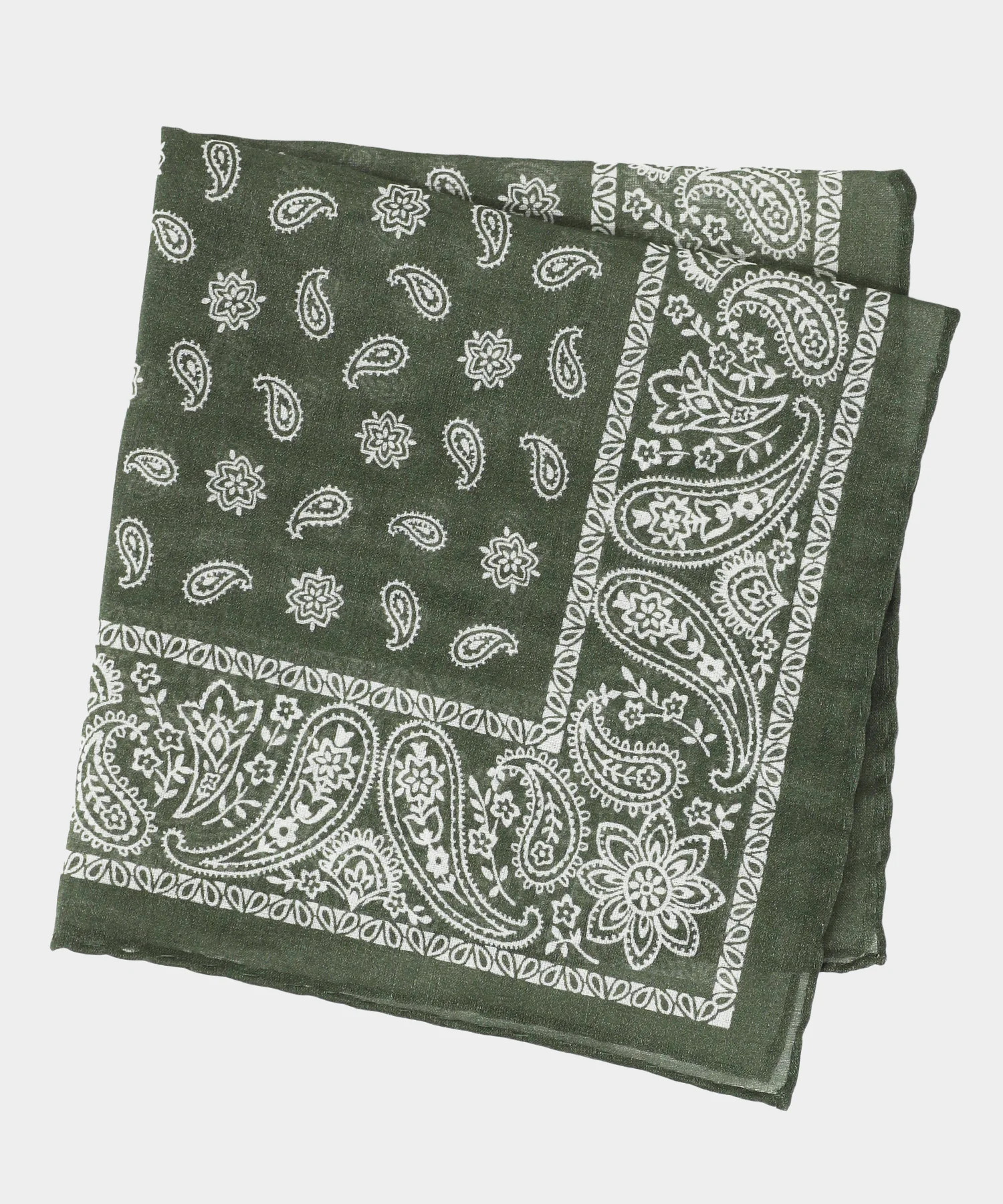 Italian Bandana Print Pocket Square in Olive | Todd Snyder