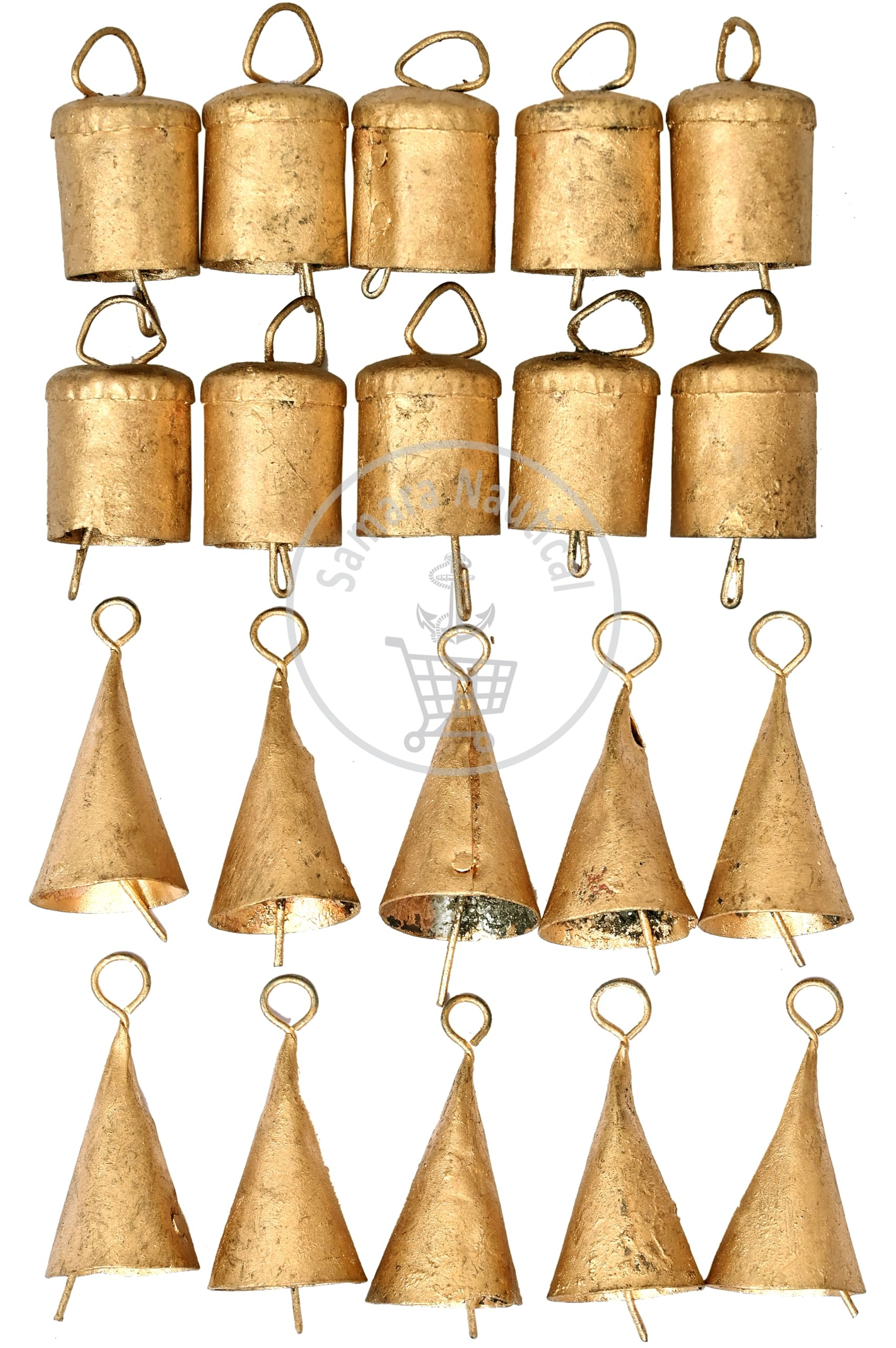 Vintage Rustic Cow Bells, Gold, Christmas Tree Decorations, Pack of 20 Witch & Cow Bells Rustic C... | Amazon (UK)