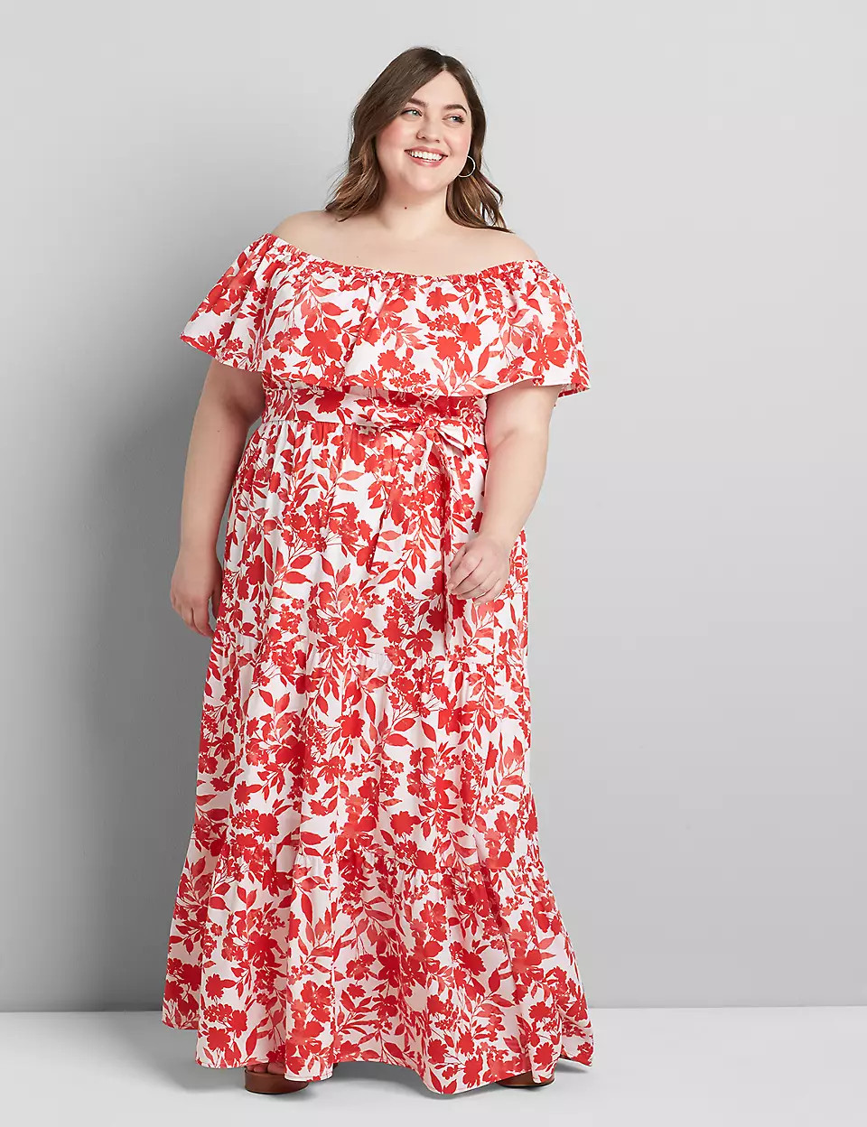 Multi-Way Off-The-Shoulder Poplin Maxi Dress | Lane Bryant (US)